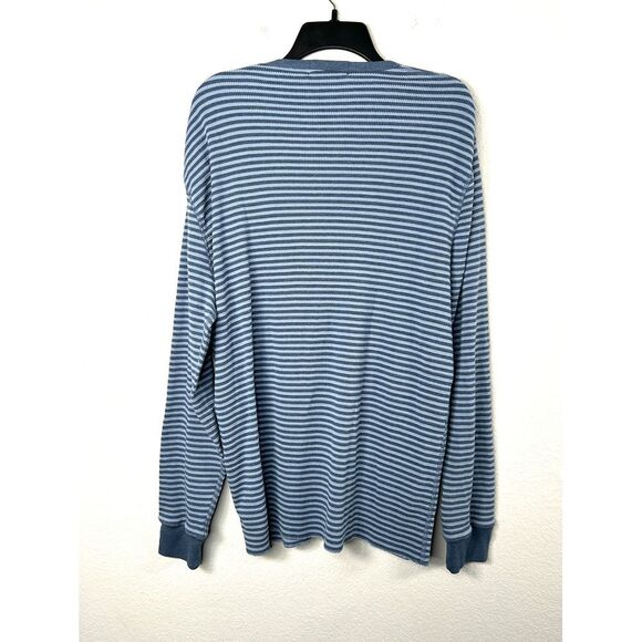 Polo Ralph Lauren Men's Blue Stripe Waffle Knit Thermal Crew-Neck T-Shirt Sz XL - Picture 2 of 4
